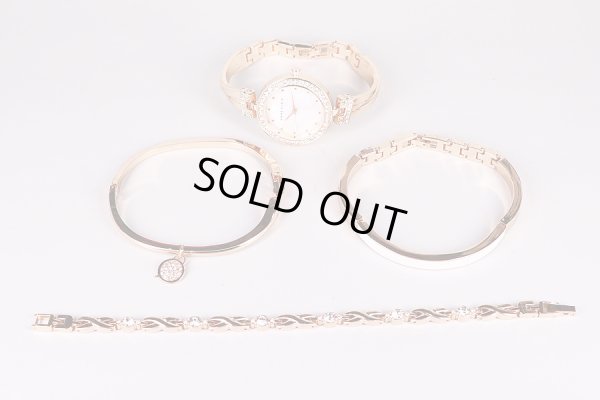 アンクライン　AK1470B　シェル文字盤　ラインストーンベゼル　ＧＰバングル、ブレス　３点