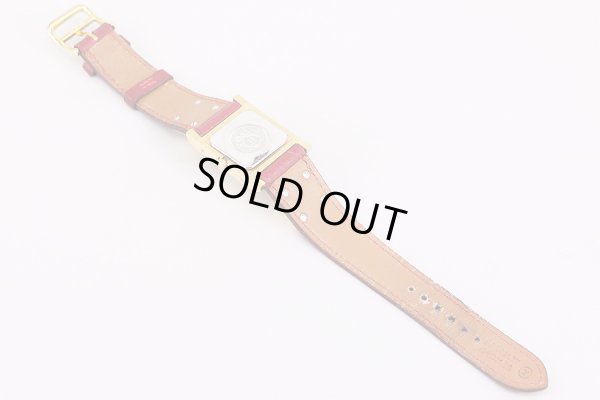 エルメス　メドール　白文字盤　革ベルト裏面状態