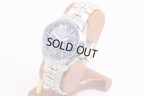 カシオ　オシアナス　OCW-53400　電波ソーラー　青文字盤　サイド