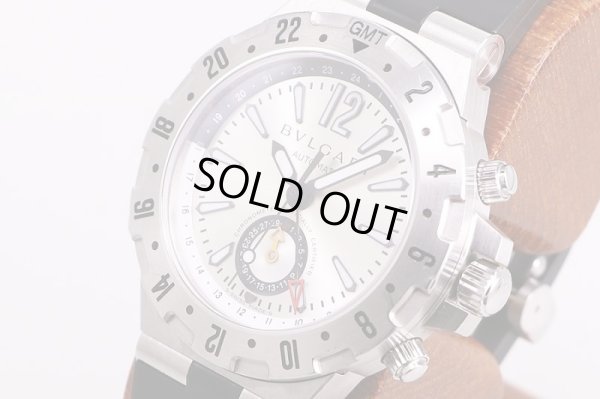 ブルガリ　ディアゴノ　GMT40S　銀文字盤　サイド拡大