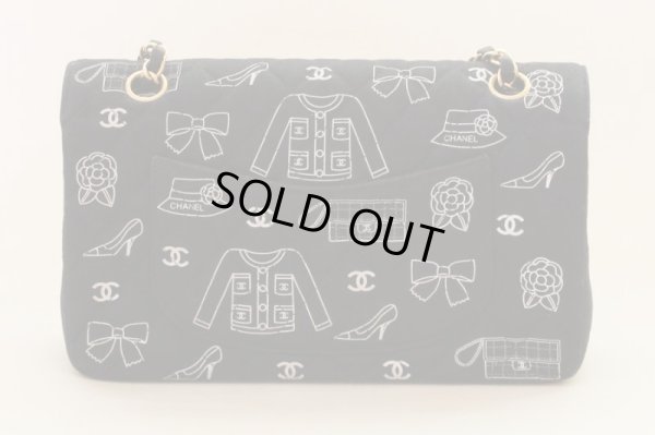 シャネル　マトラッセアイコンプリントショルダーバック　GP金具　黒　裏面