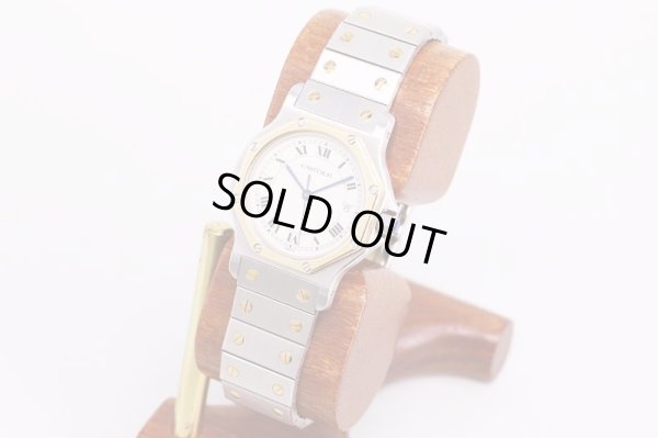 カルティエ　サントス　オクタゴン　白文字盤　コンビ　サイド