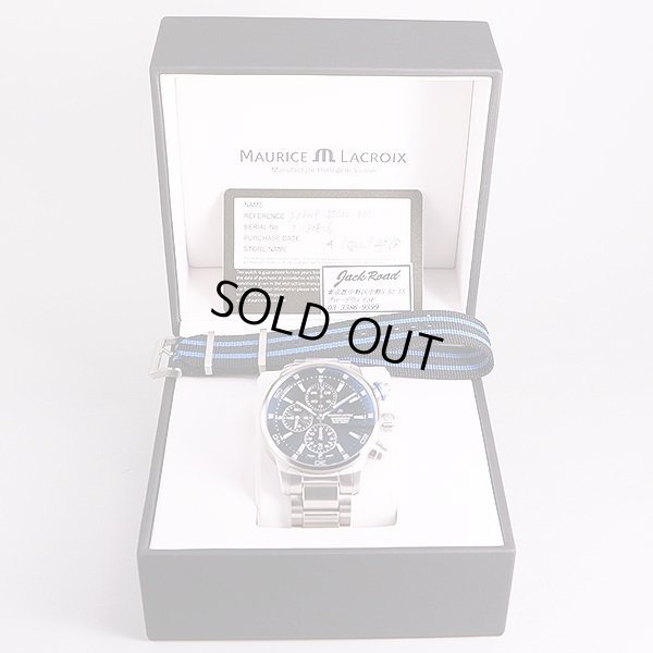 モーリス・ラクロア　ポントスＳ　クロノ　PT6008　黒文字盤　ナトーブルー　箱・保証書