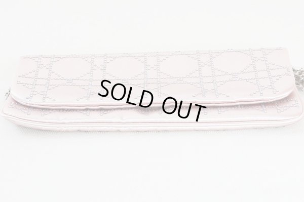 クリスチャンディオール　パーティバッグ　(ピンク・ラインストーン)　底