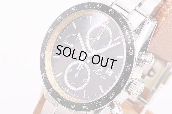 タグホイヤー　カレラ　リングマスター　CV201V　黒文字盤　金色リング　サイド拡大