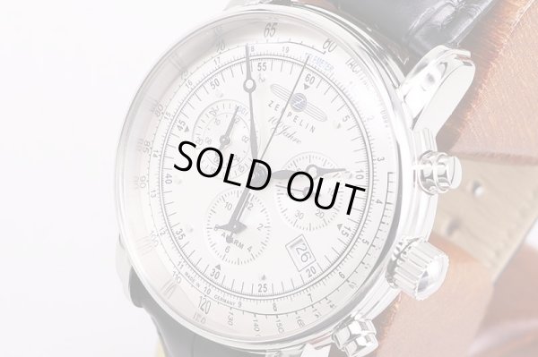 ツェッペリン　７６８０－１　クロノグラフ　銀文字盤　サイド拡大