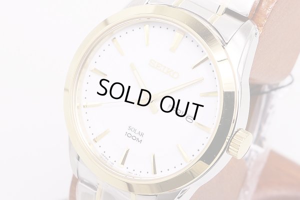 セイコー　ソーラー　ＳＮＥ３６４Ｊ１　白文字盤　サイド拡大