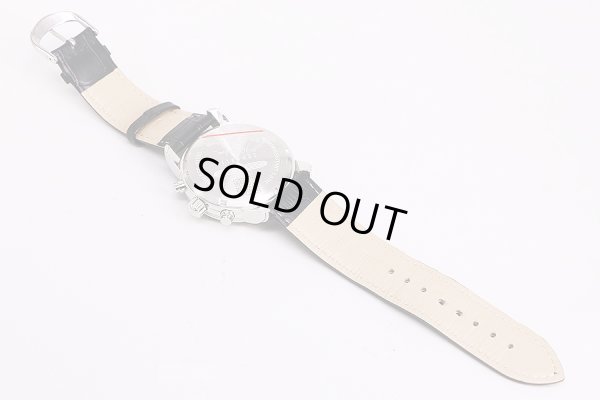 ツェッペリン　７６８０－１　クロノグラフ　銀文字盤　革ベルト状態　裏面