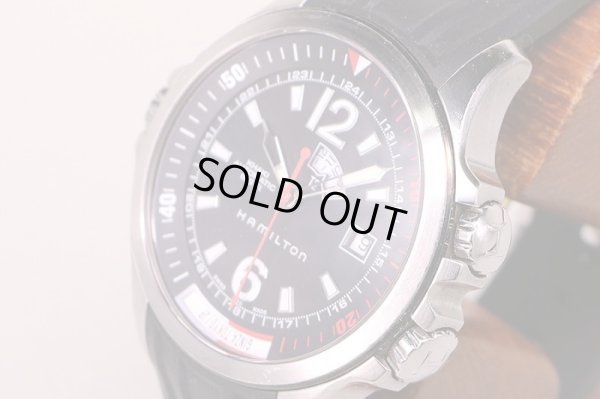 ハミルトン　カーキネイビーＧＭＴ　Ｈ７７５５５０　黒文字盤　サイド拡大