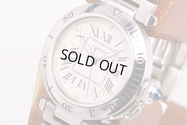 カルティエ　パシャＣ　初期型　アイボリー文字盤　サイド拡大