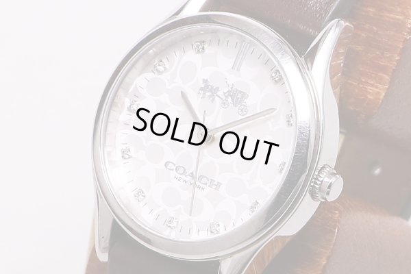 コーチ　ＣＡ９６．７．１４　銀ロゴ文字盤　サイド拡大