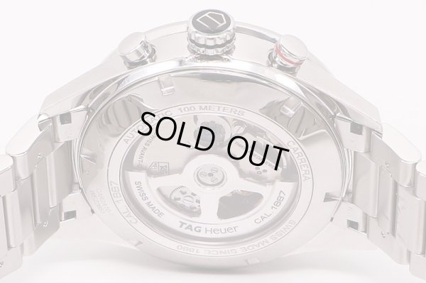 タグホイヤー　カレラ　クロノ　ＣＡＬ１８８７　ＣＡＲ２Ａ１０　紺文字盤　裏面拡大