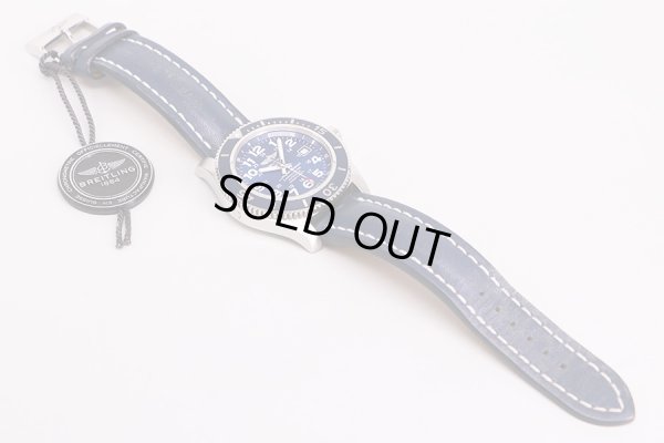 ブライトリング　スーパーオーシャン４４　Ａ１７３９２　青文字盤　革ベルト状態　表面