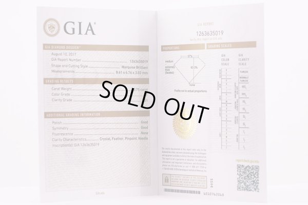 PT950 ダイアイリリング 0.75ct 5.70g　GIA鑑定書