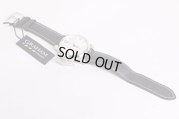 グラハム　クロノファイター１６９５　ＡＸ－２ＣＸＡＳ　銀文字盤　革ベルト状態(1)