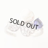 ティファニー　PT950 ペーパーフラワー タンザナイトダイアイリ フラワーリング 4.30g