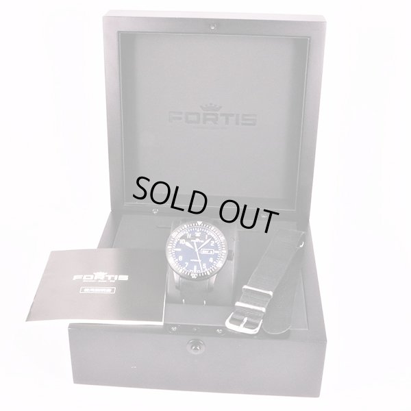 フォルティス　Ｂ－４２　６４７．１８．１０　エアロマスター　ミッションタイマー　黒文字盤　箱・替えナイロンベルト