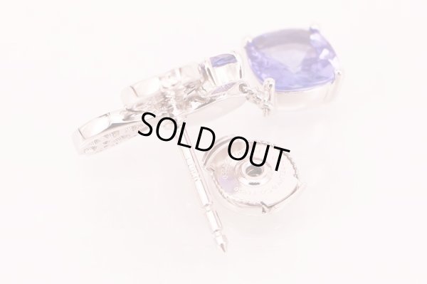 ティファニー　PT950 ペーパーフラワー タンザナイトダイアイリ フラワー ドロップピアス 10.30g　留め具