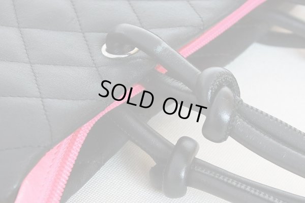 シャネル カンボンライン ミディアムトートバック ブラック/ホワイト 角スレ