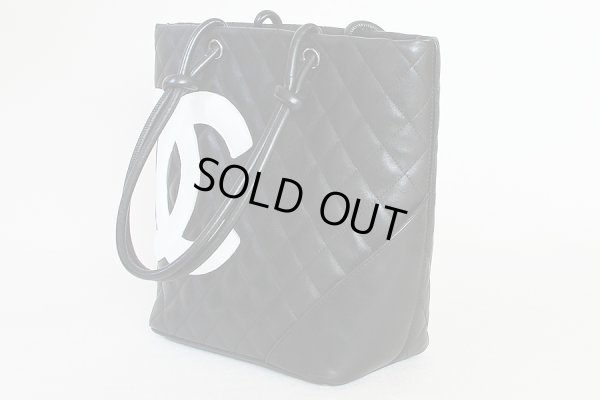 シャネル カンボンライン ミディアムトートバック ブラック/ホワイト サイド