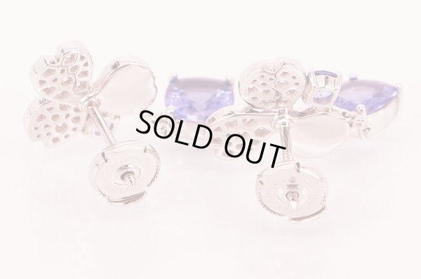 ティファニー　PT950 ペーパーフラワー タンザナイトダイアイリ フラワー ドロップピアス 10.30g　裏面