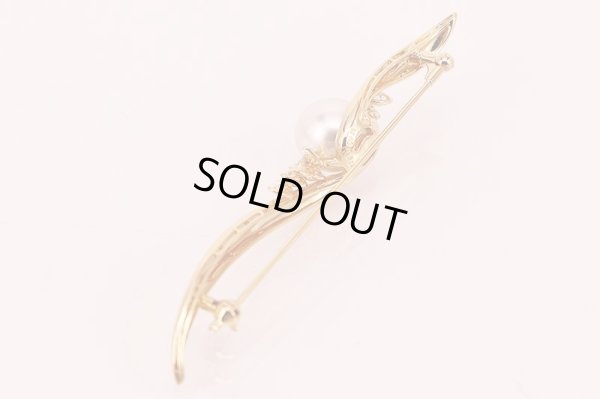 ミキモト　K18 パールダイアイリブローチ 10.50mm 0.68ct 10.00g　裏面