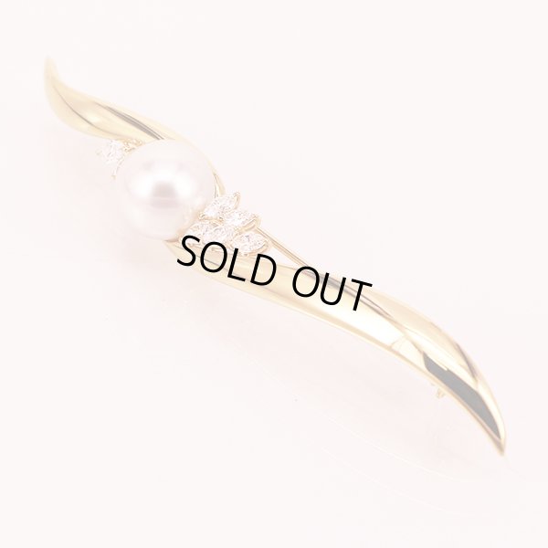 ミキモト　K18 パールダイアイリブローチ 10.50mm 0.68ct 10.00g