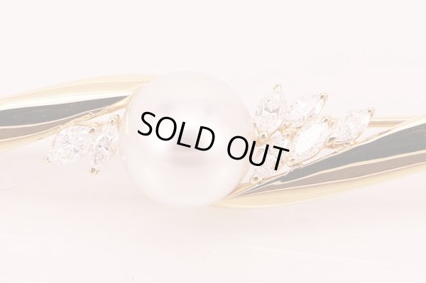 ミキモト　K18 パールダイアイリブローチ 10.50mm 0.68ct 10.00g　拡大