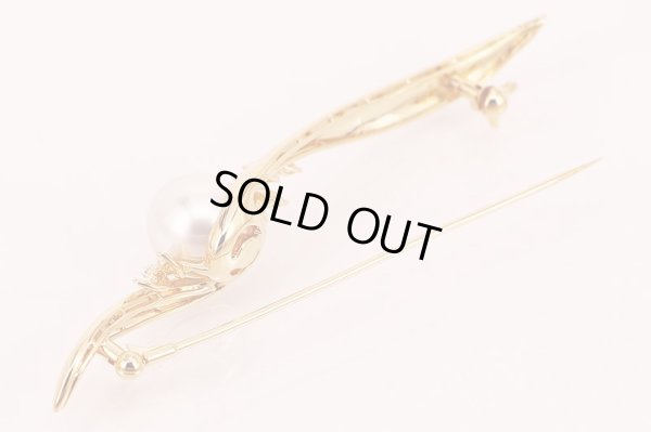 ミキモト　K18 パールダイアイリブローチ 10.50mm 0.68ct 10.00g　留め具