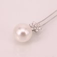 K18WG　パールダイアイリペンダントネックレス　13.2mm 0.30ct 5.80g