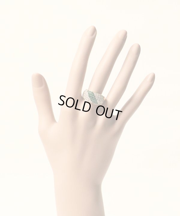 K18　グロッシュラーガーネットダイアイリリング　0.90ct 1.40ct 9.90g　装着イメージ