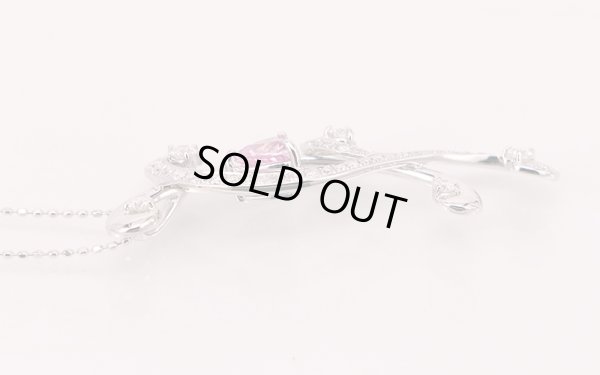 K18WG　ピンクサファイアダイアイリペンダントネックレス　0.62ct 0.61ct 5.10g