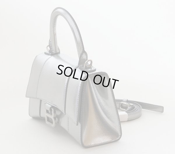 バレンシアガ　アワーグラスXS　トップハンドルバッグ　592833 メタリックシルバー　サイド