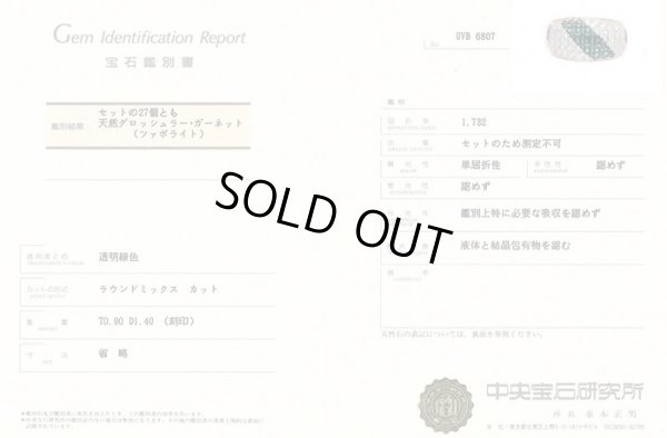 K18　グロッシュラーガーネットダイアイリリング　0.90ct 1.40ct 9.90g　鑑別書