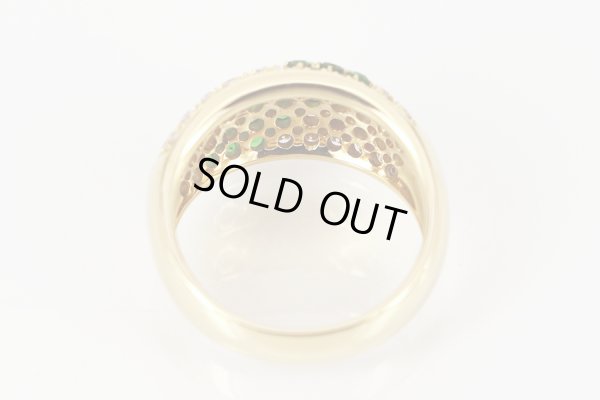 K18　グロッシュラーガーネットダイアイリリング　0.90ct 1.40ct 9.90g　裏面