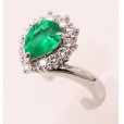 PT900　エメラルドダイアイリリング　1.37ct 0.65ct 10.40g　サイド