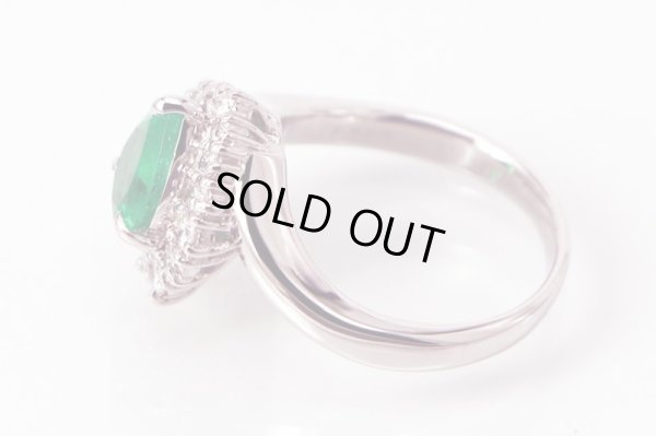 PT900　エメラルドダイアイリリング　1.37ct 0.65ct 10.40g　内側