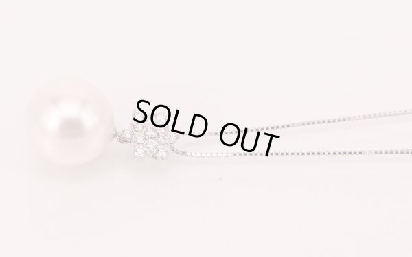 K18WG　パールダイアイリペンダントネックレス　13.2mm 0.30ct 5.80g　表面