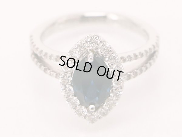 PT900　サファイアダイアイリリング　1.445ct 0.72ct 7.60g　拡大