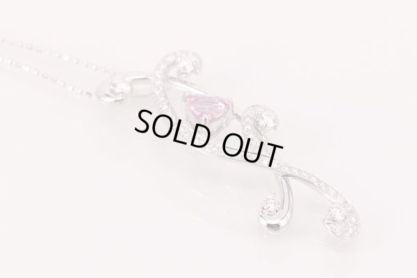 K18WG　ピンクサファイアダイアイリペンダントネックレス　0.62ct 0.61ct 5.10g　サイド