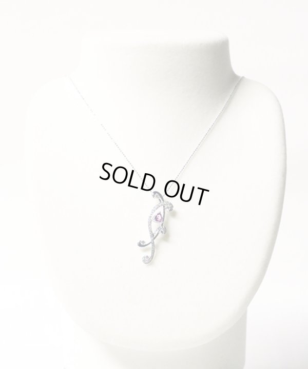K18WG　ピンクサファイアダイアイリペンダントネックレス　0.62ct 0.61ct 5.10g　装着イメージ