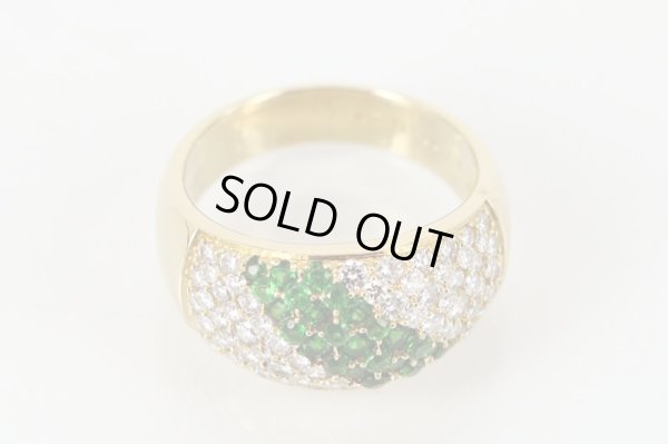 K18　グロッシュラーガーネットダイアイリリング　0.90ct 1.40ct 9.90g　拡大