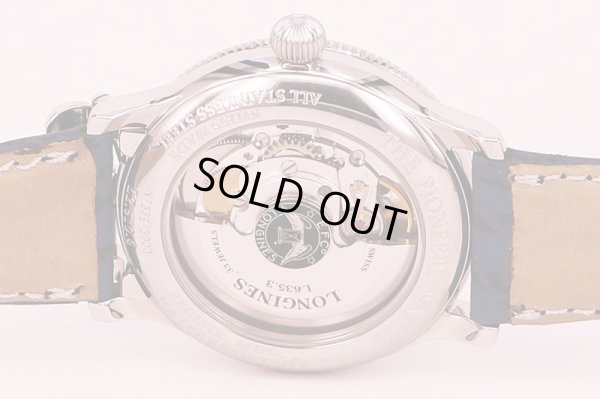 ロンジン　リンドバーク　Ｌ２．６１０．４　パイオニアーズＧＭＴ　銀文字盤　裏面拡大