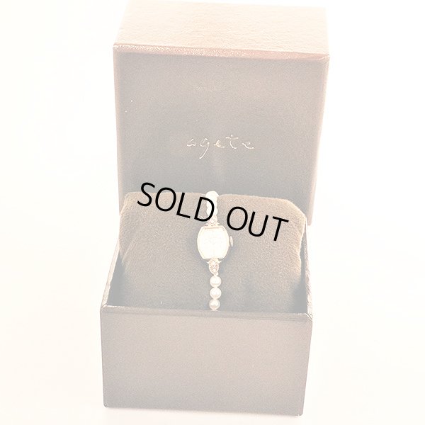 ａｇｅｔｅ（アガット）　淡水パールベルトウォッチ　１４ＰＧ　シェル文字盤　箱