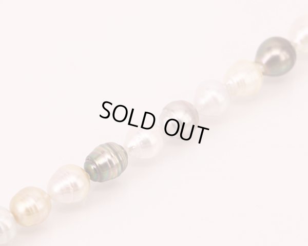 SV 変形マルチカラーパールネックレス 9.1-12.6mm　拡大