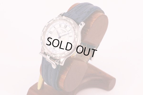 ロンジン　リンドバーク　Ｌ２．６１０．４　パイオニアーズＧＭＴ　銀文字盤　サイド