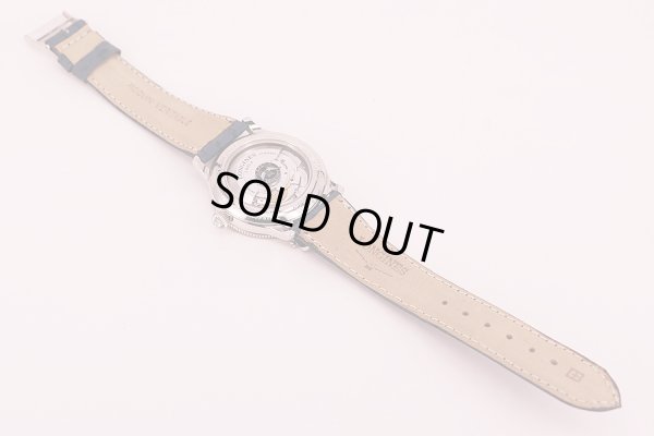 ロンジン　リンドバーク　Ｌ２．６１０．４　パイオニアーズＧＭＴ　銀文字盤　革ベルト状態　裏面