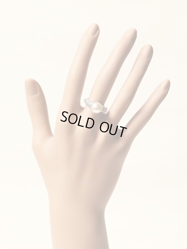 タサキ　PT900 パールダイアイリリング 9.30mm 0.46ct 8.60g　装着イメージ