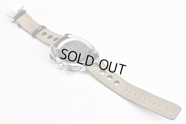 ティソ　レーシングクロノ　Ｔ０１８．６１７Ａ　黒文字盤　革ベルト状態　裏面