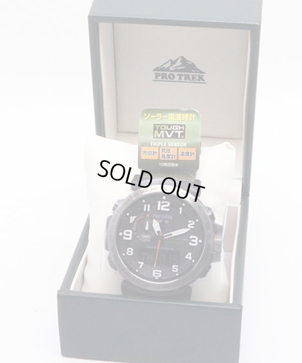 カシオ　プロトレック　ＰＲＷ－６６００ＹＢ　黒文字盤　カーキナイロンベルト状態　箱